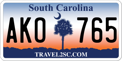 SC license plate AKO765