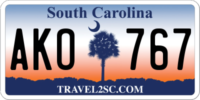 SC license plate AKO767