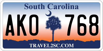 SC license plate AKO768