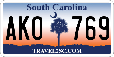 SC license plate AKO769