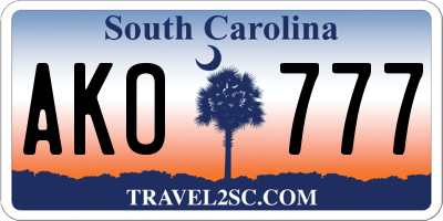 SC license plate AKO777
