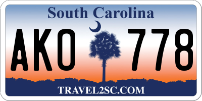 SC license plate AKO778