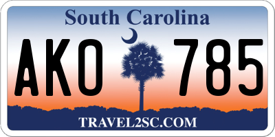 SC license plate AKO785