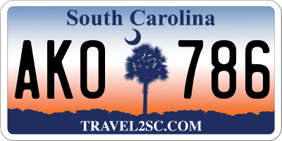 SC license plate AKO786