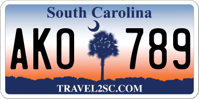 SC license plate AKO789