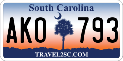 SC license plate AKO793