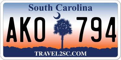 SC license plate AKO794