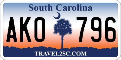 SC license plate AKO796