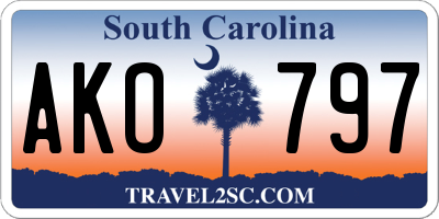 SC license plate AKO797