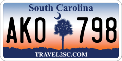 SC license plate AKO798