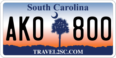 SC license plate AKO800