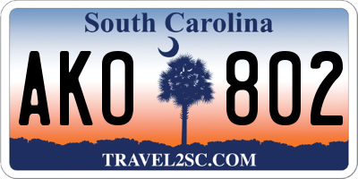 SC license plate AKO802