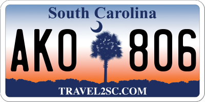 SC license plate AKO806