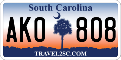 SC license plate AKO808