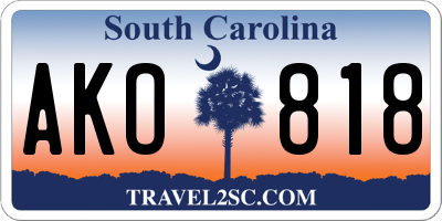 SC license plate AKO818