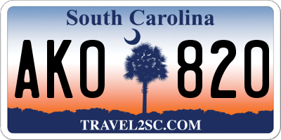 SC license plate AKO820