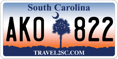 SC license plate AKO822