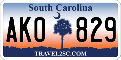 SC license plate AKO829