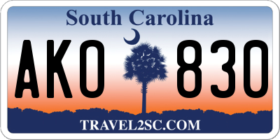 SC license plate AKO830