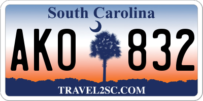 SC license plate AKO832