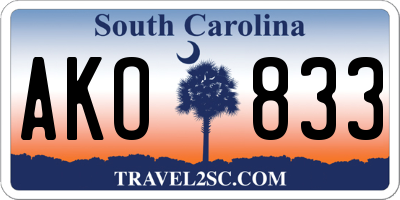 SC license plate AKO833