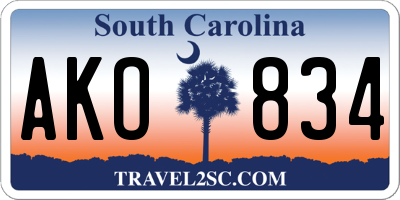 SC license plate AKO834