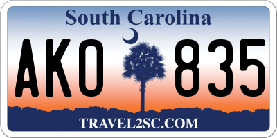 SC license plate AKO835