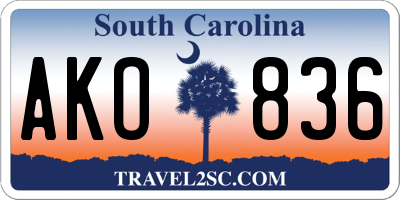 SC license plate AKO836