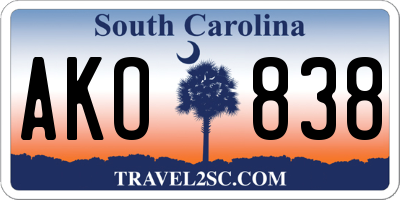 SC license plate AKO838