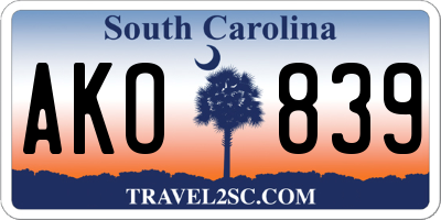 SC license plate AKO839