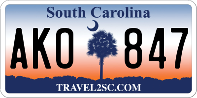 SC license plate AKO847