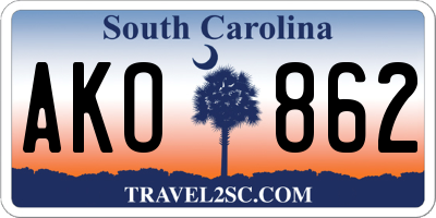 SC license plate AKO862