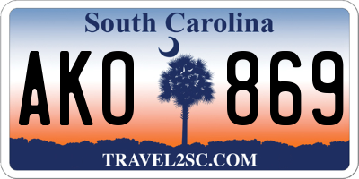 SC license plate AKO869