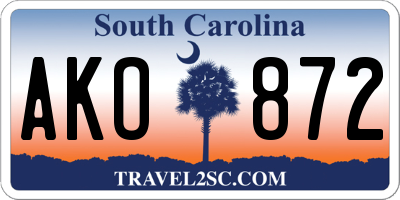 SC license plate AKO872