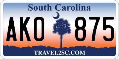 SC license plate AKO875