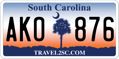 SC license plate AKO876