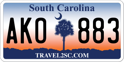 SC license plate AKO883