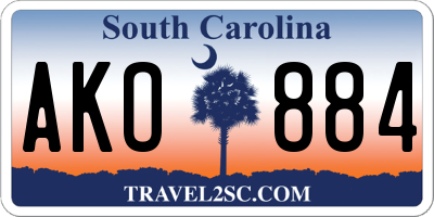 SC license plate AKO884