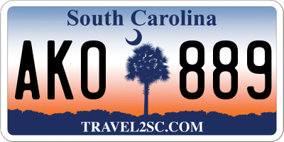 SC license plate AKO889
