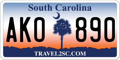 SC license plate AKO890