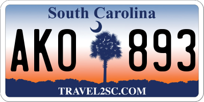 SC license plate AKO893