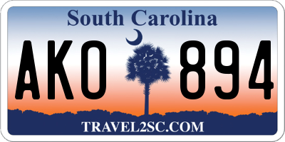 SC license plate AKO894