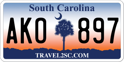 SC license plate AKO897
