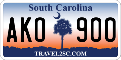 SC license plate AKO900