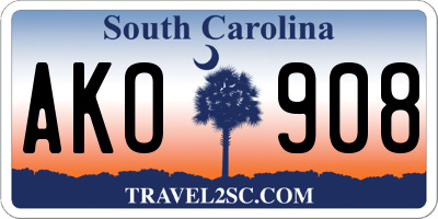 SC license plate AKO908