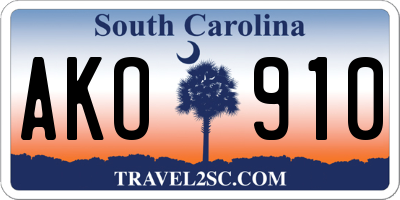 SC license plate AKO910