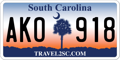SC license plate AKO918