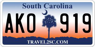 SC license plate AKO919