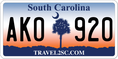 SC license plate AKO920