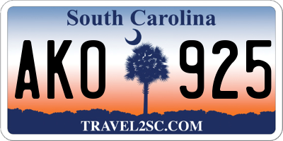 SC license plate AKO925